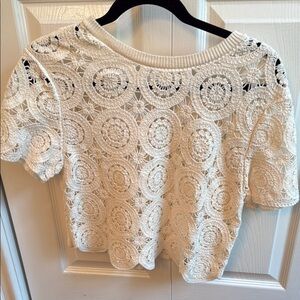 Abercrombie & Fitch Cream Cropped Boxy Blouse